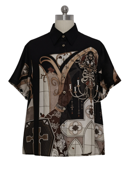 Dark Knight Commando Summer Handsome Lolita Print Prince Shirt [Reserved Item].