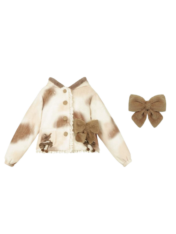 Bear Big Ribbon Tie-Dye Boa Outerwear