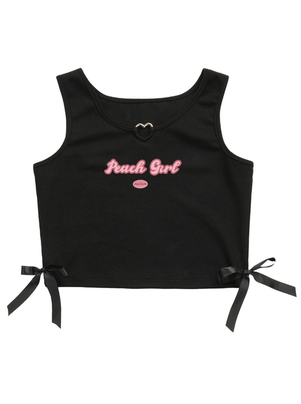 ハートリングサイドリボンクロップドアメリカンタンクトップ