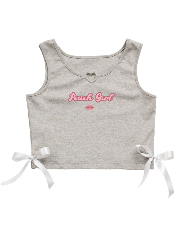 ハートリングサイドリボンクロップドアメリカンタンクトップ