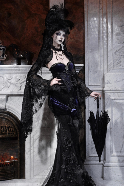 Gothic Gorgeous Diamond Velvet Slim Corset