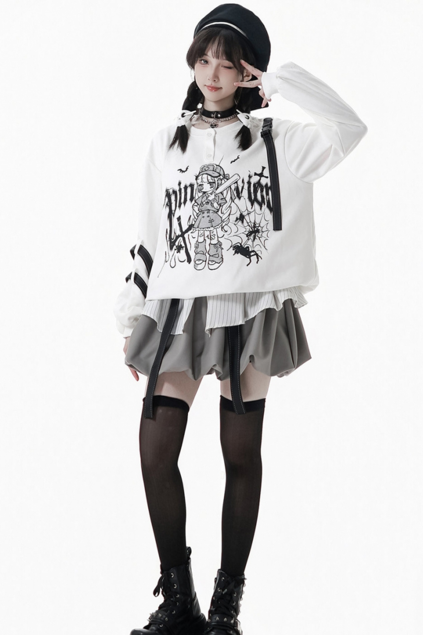 ダークグラフィティスウェット+スカート