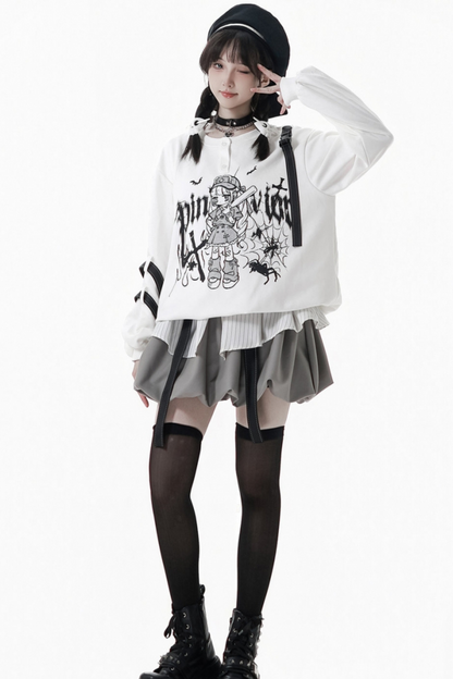 ダークグラフィティスウェット+スカート