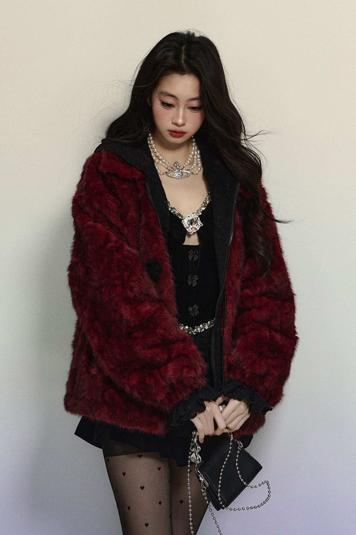 Dark Red Fur Coat