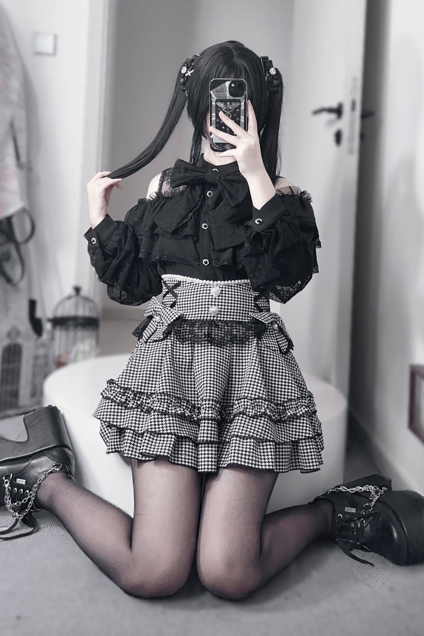 ダークキュートティアードスカート