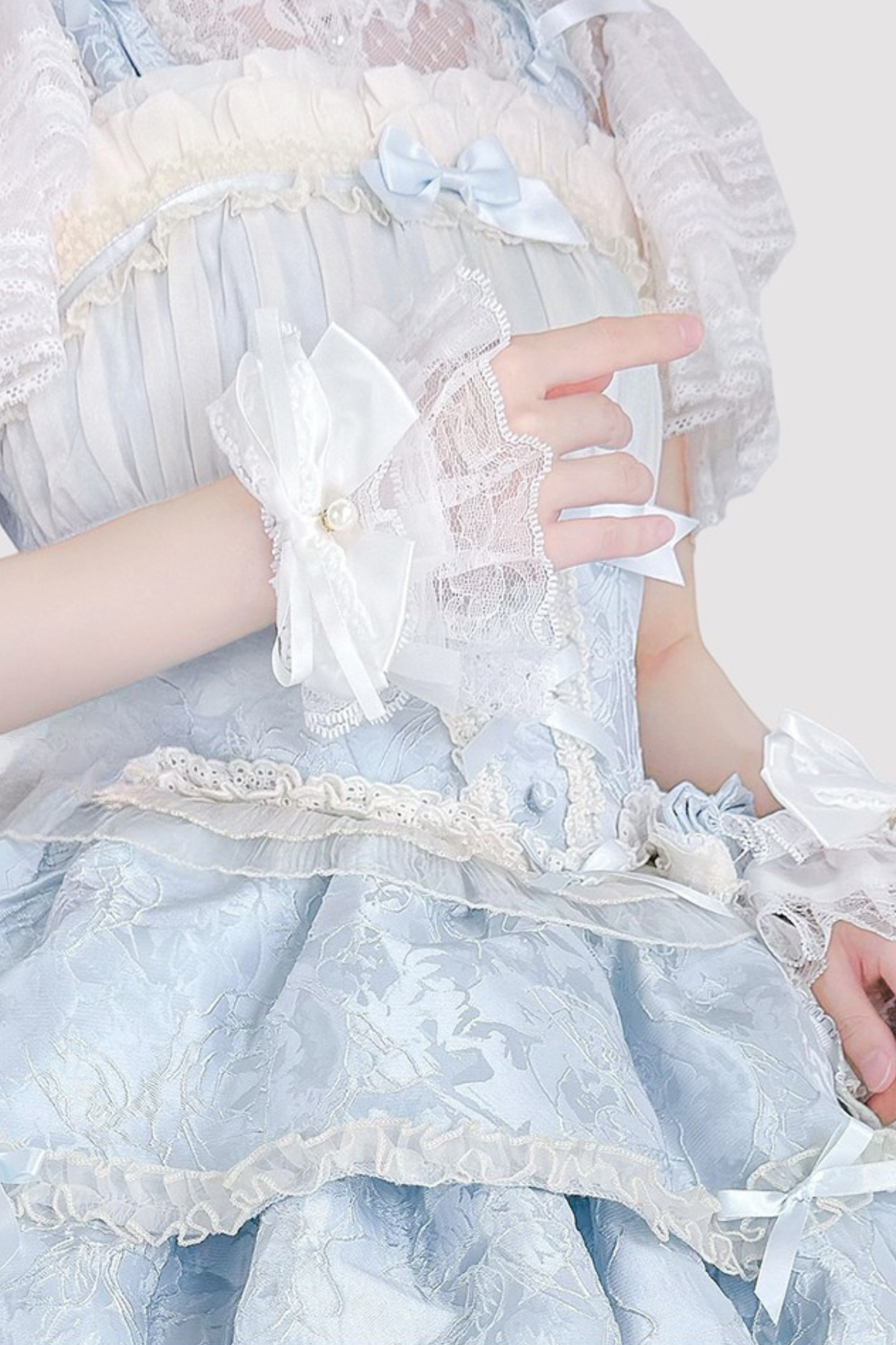 Lace Pearl Ribbon Lolita Sleeve