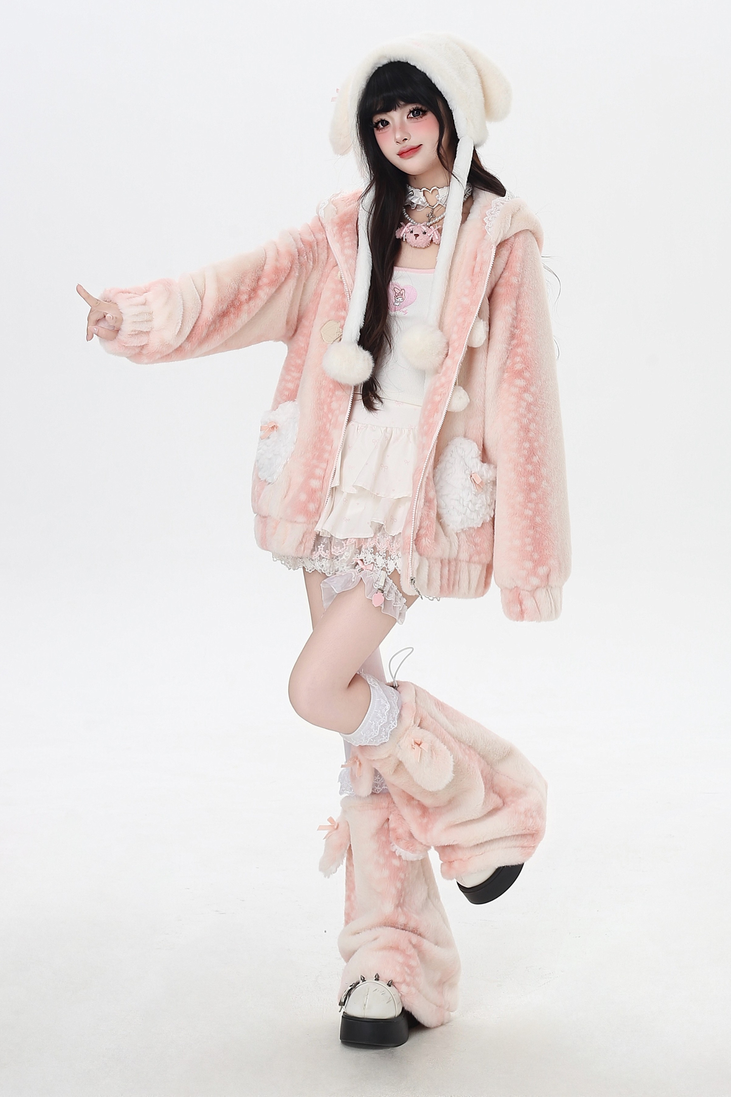 スイートフリースアニマルフードジャケット