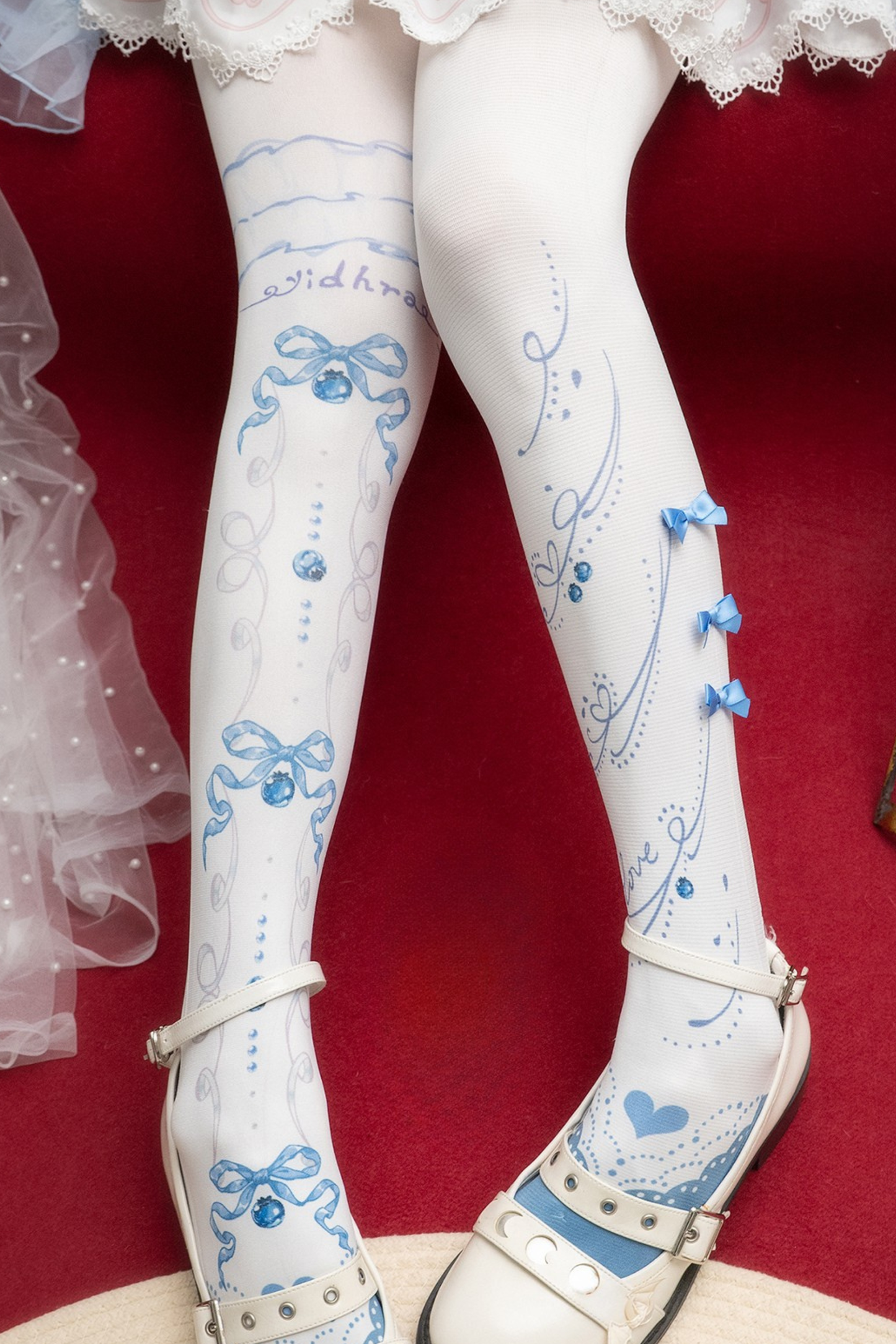 リボンロリータホワイトタイツ