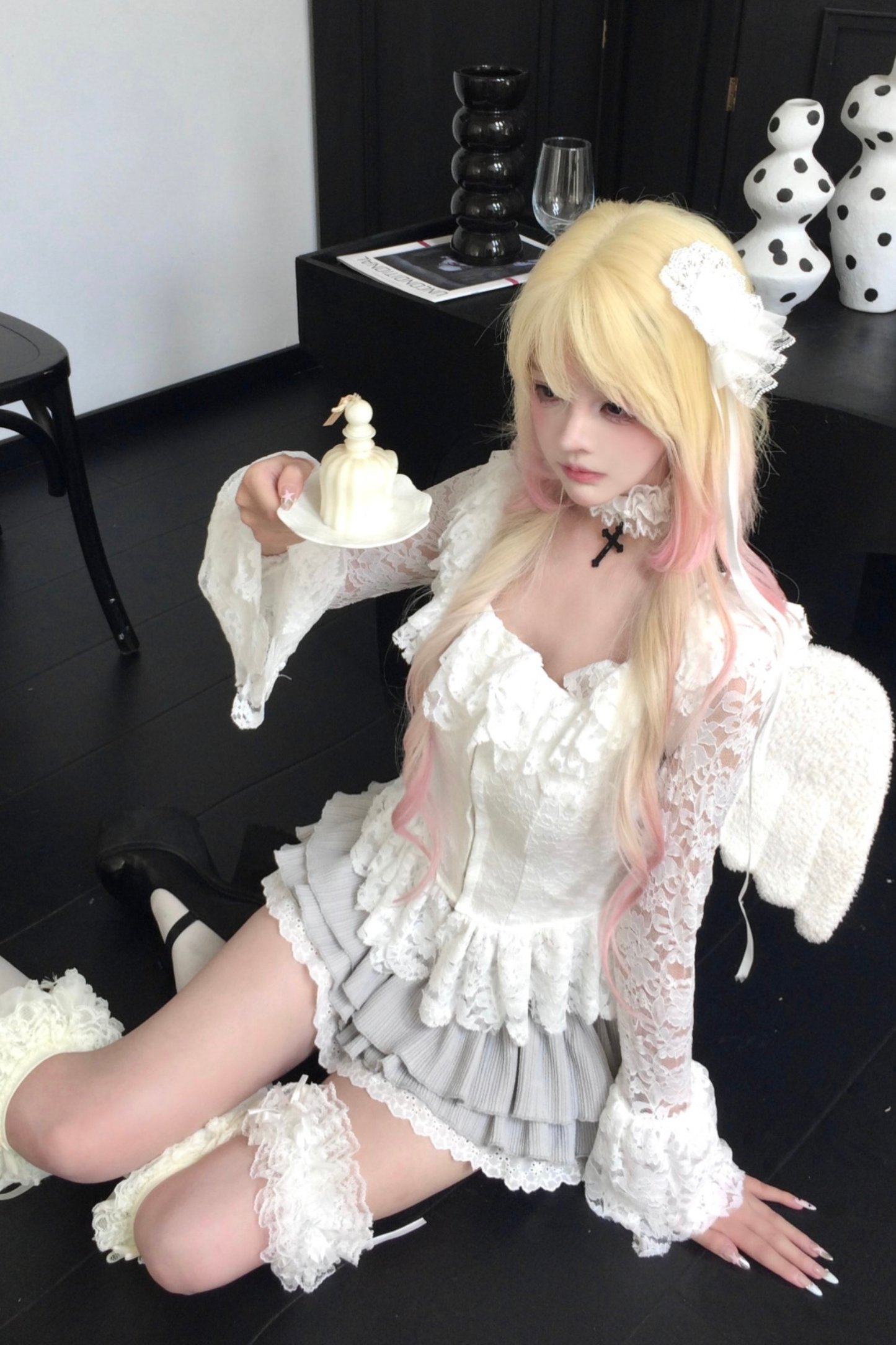 Lace Patchwork Long Sleeve Top