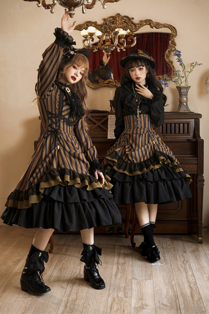 Retro Striped Elegant Gothic Lolita Dress