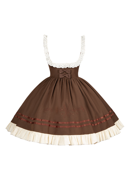 ツインフリルドールジャンパースカート+トップス+リボン+ハット