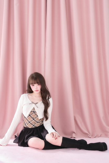 Plaid Camisole + Top + Skirt