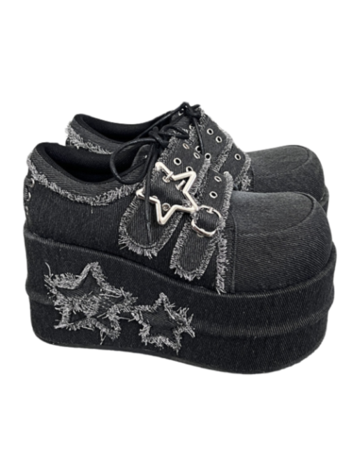 Star Denim Subculture Hot Girl Platform Shoes