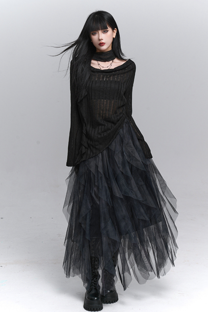 スイングネックカットアウトトップス