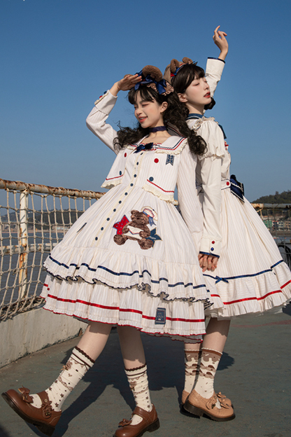 [Reservation Item] Marine Bear Design Doll Lolita Dress + Tie Top