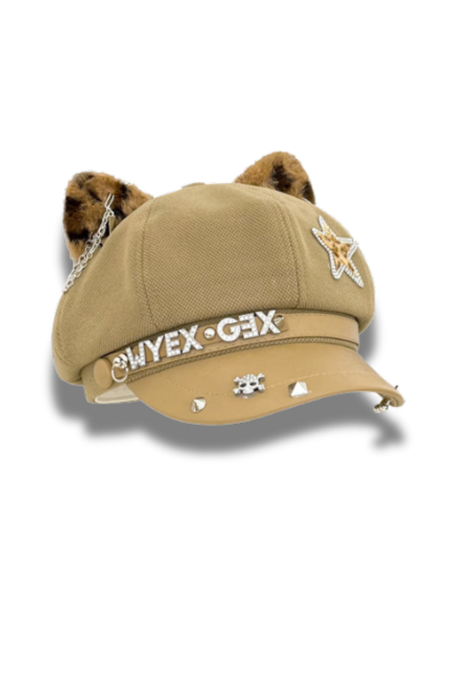 Studded Leather Cat Ear Beret