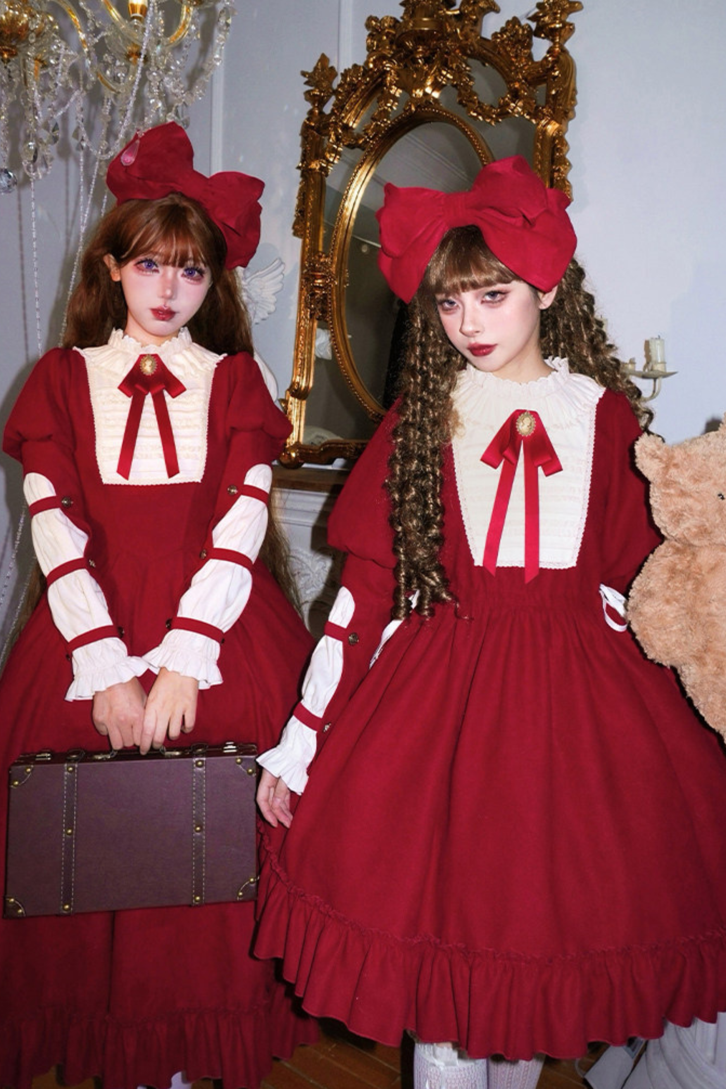 レースラッフルロリータドレス+リボン