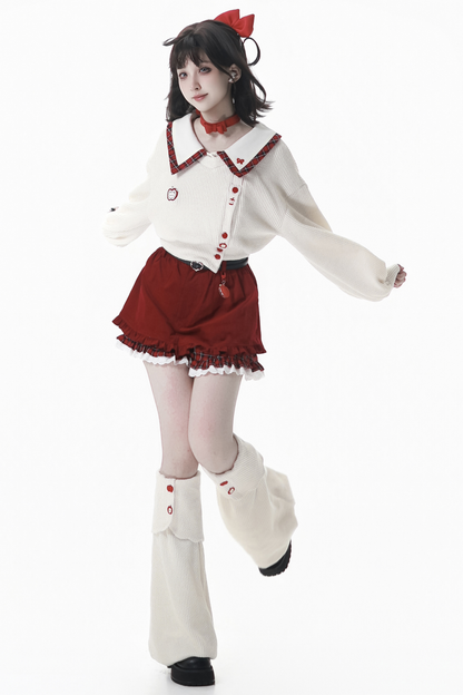 Fruit milk hooded jacket + top + pants + leg warmers