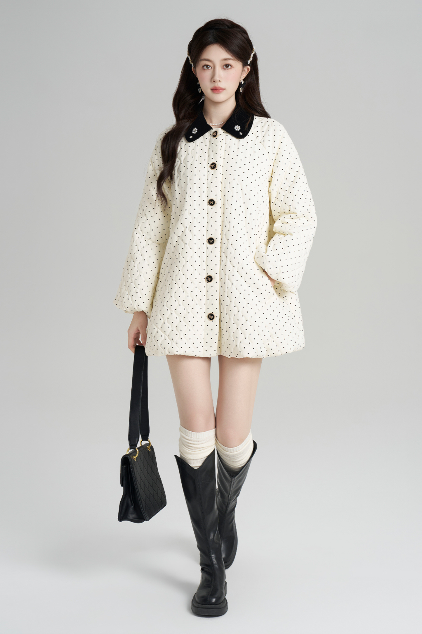 スイートポルカドットフレンチコート