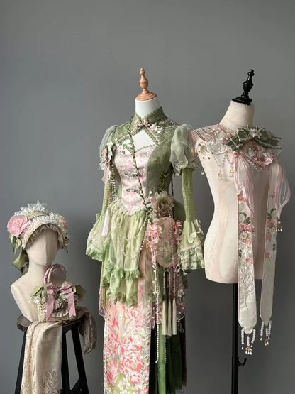 [Mar. 18th reservation deadline] China Lolita Pink Green Horse Face Two Piece Set Complete