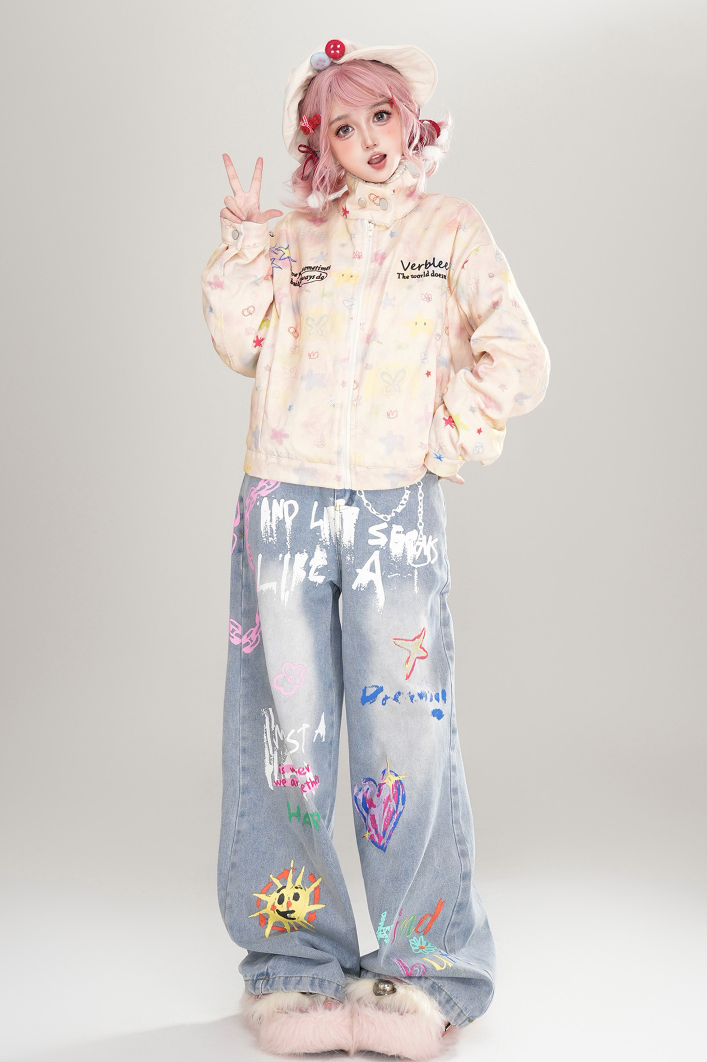 レインボーグラフィティコットンジャケット