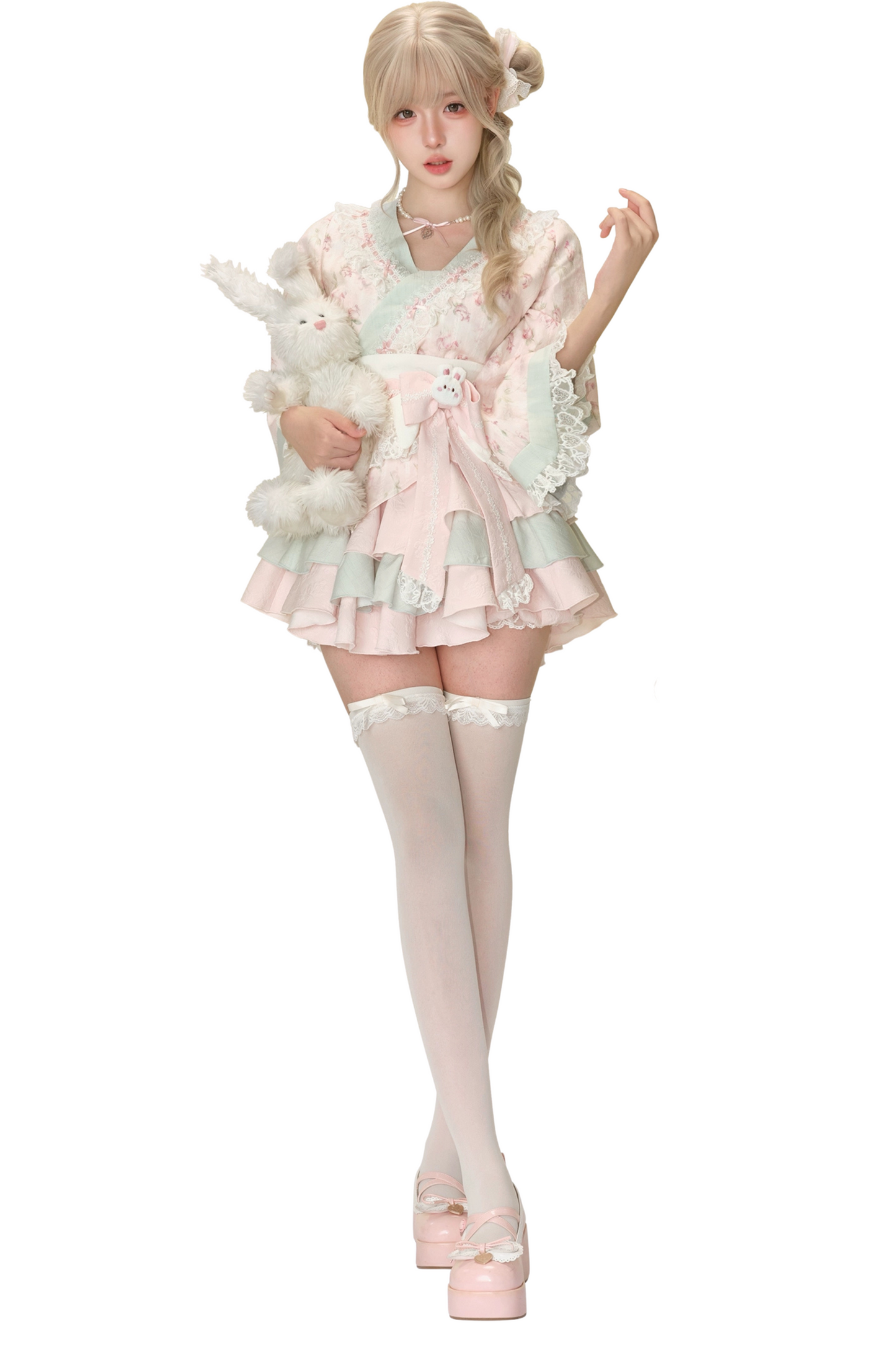 和デザイントップス+ケーキスカート+リボンベルト