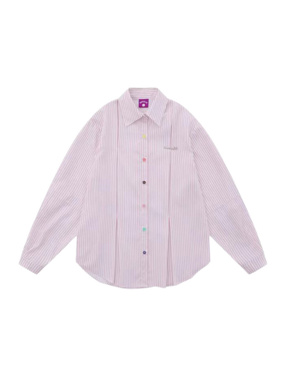 ニッチデザインカラフルボタンストライプシャツシャツ
