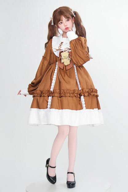 Doll Lace-Up Lolita Dress + Bustle + Bare Ribbon