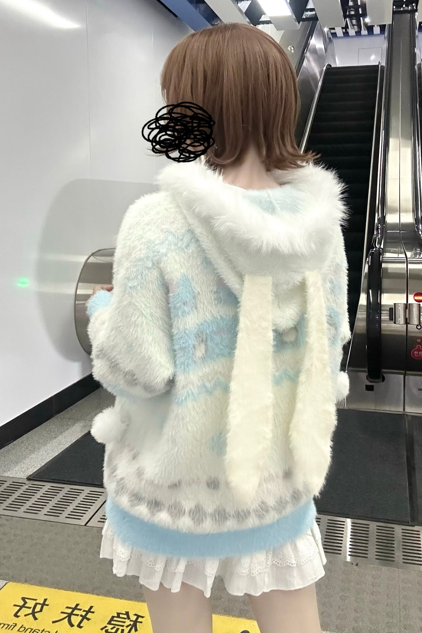 ラビットフードニットカーディガン