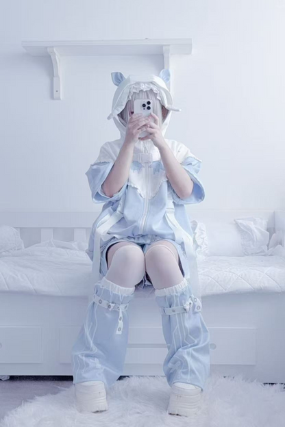 アクア天使サブカルチャーフードジャケット+パンツ+レッグカバー