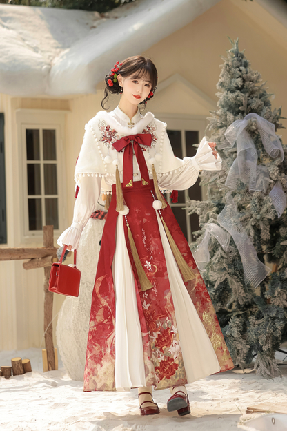 Retro china shawl + top + skirt