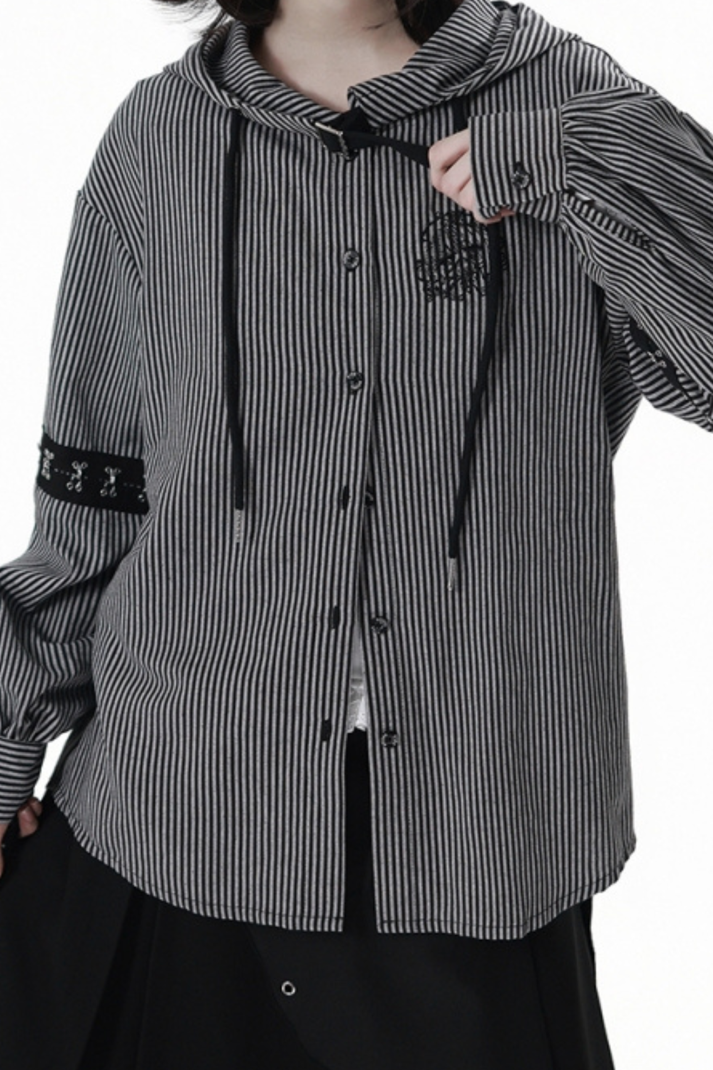 Striped Hooded Top + Long Skirt