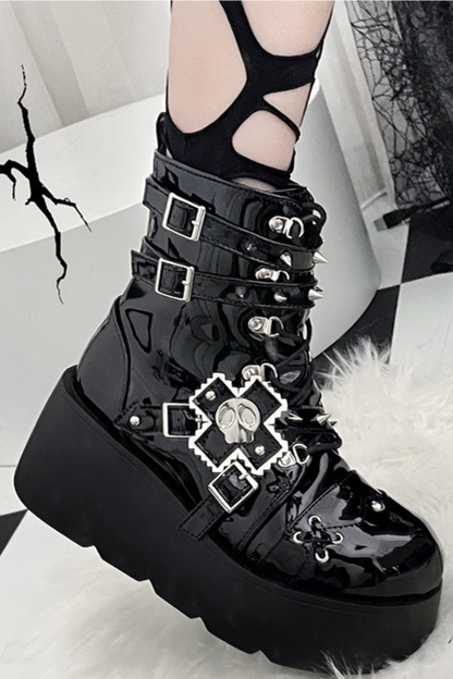 パンクキャットスモールスカルブーツ