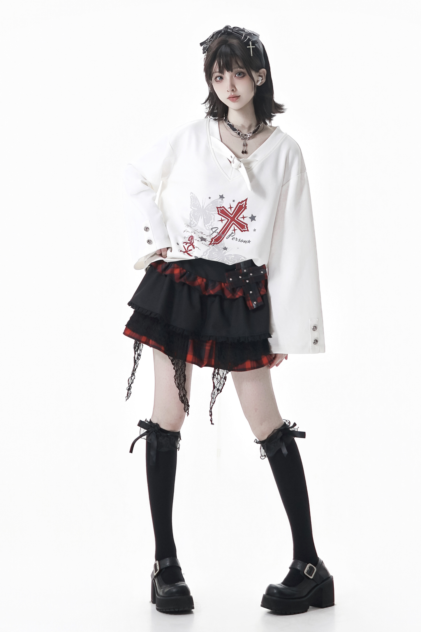 Cross top + skirt + scarf