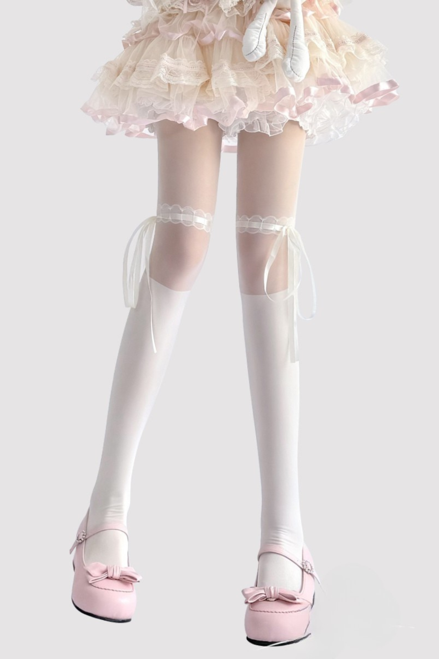 ストラップレースバレエリボンタイツ
