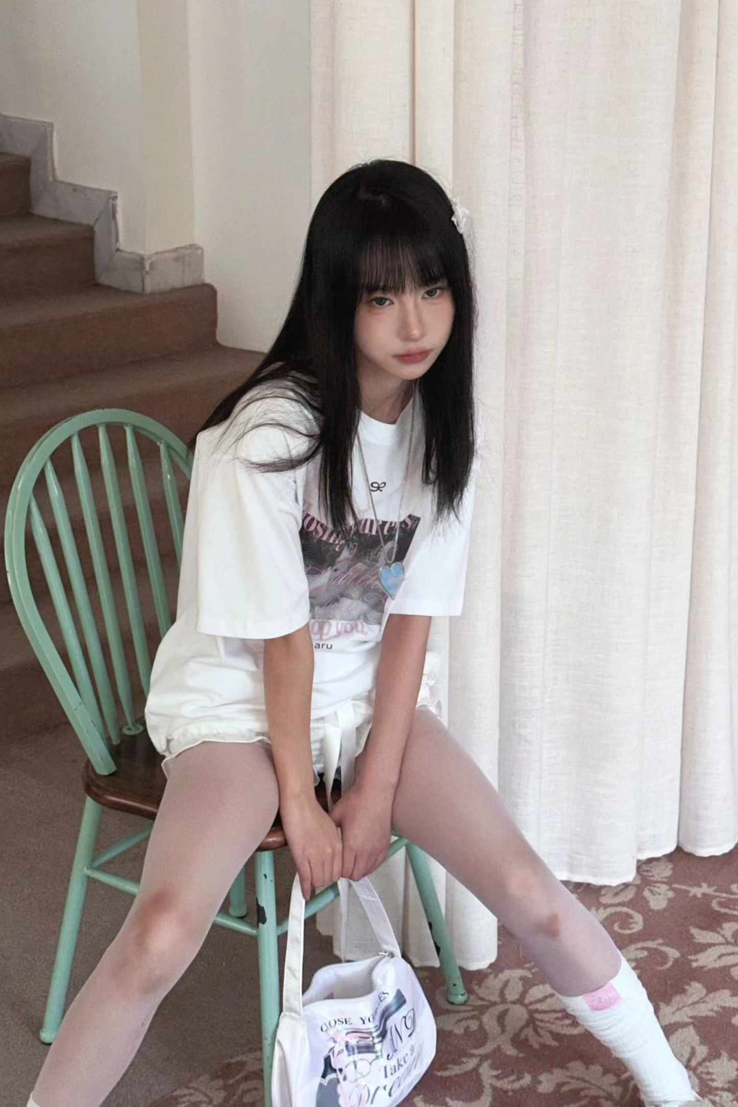 Y2Kフォトデザインルーズトップス