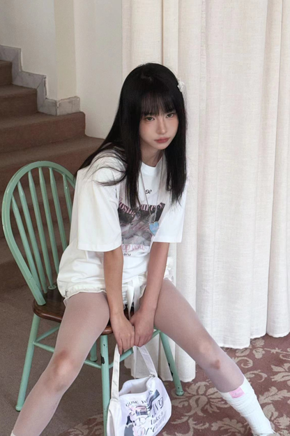 Y2Kフォトデザインルーズトップス