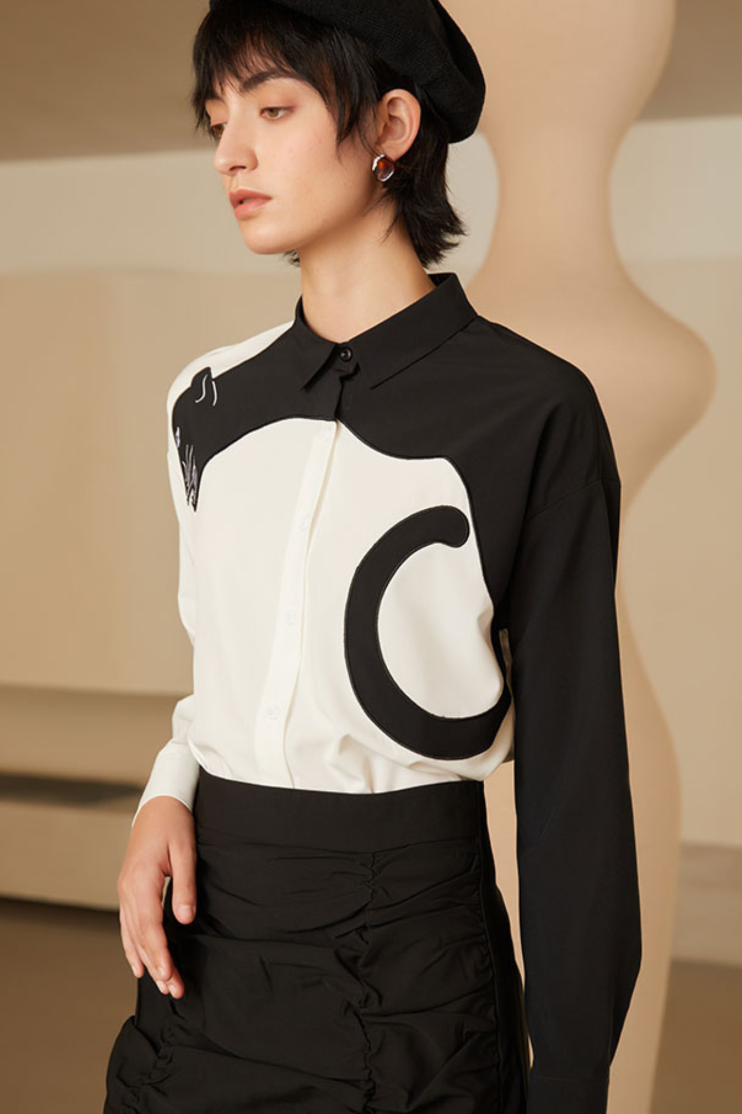 ヒョウ柄スリムフィットシャツ