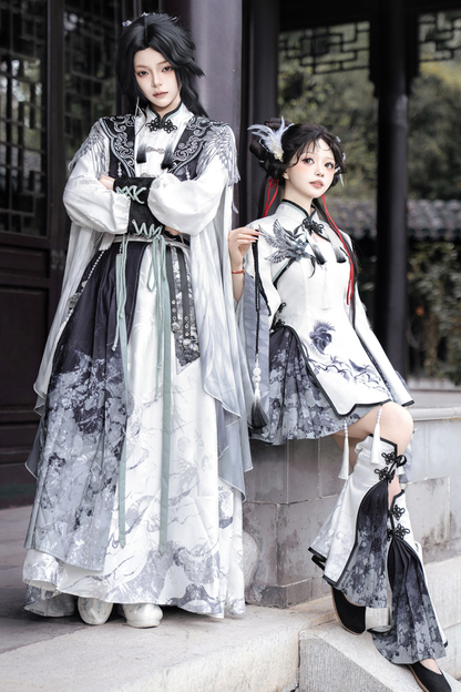 チャイナビッグスリーブケープ+シャツ+ロングスカート+ウエストベルト+チャイナトップス+スカート+キャミソールドレス+レッグウォーマー