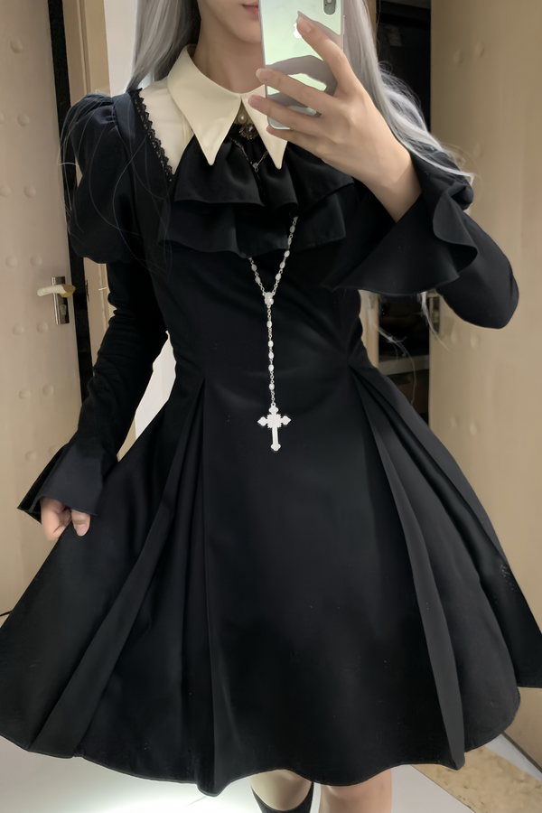 Gothic Lolita Fishbone Waist Slimming Dress + Shirt + Long Skirt