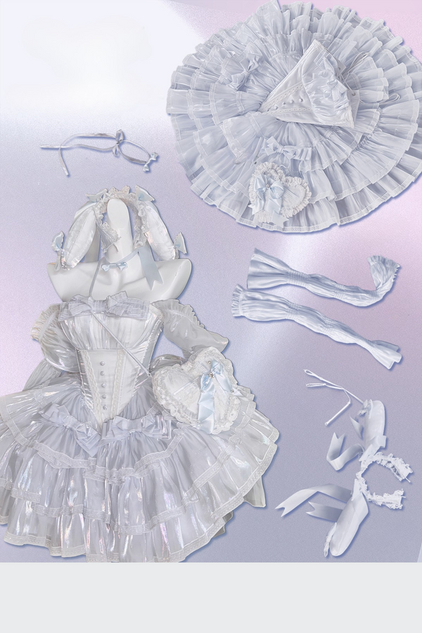 Snow Blue Sparkling Bustier Dress Full Set