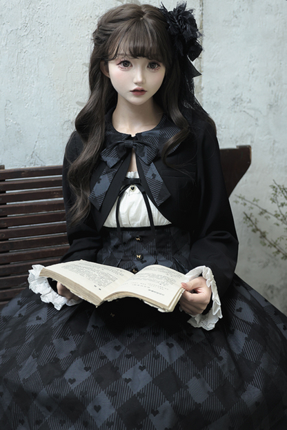 Silent Manner Dark Lolita Princess Jumperskirt + Ribbon Collar Ruffle Jacket