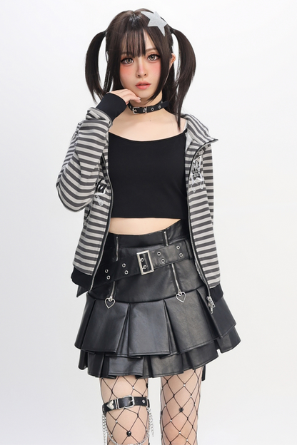 Border Tight Hooded Zipper Hoodie