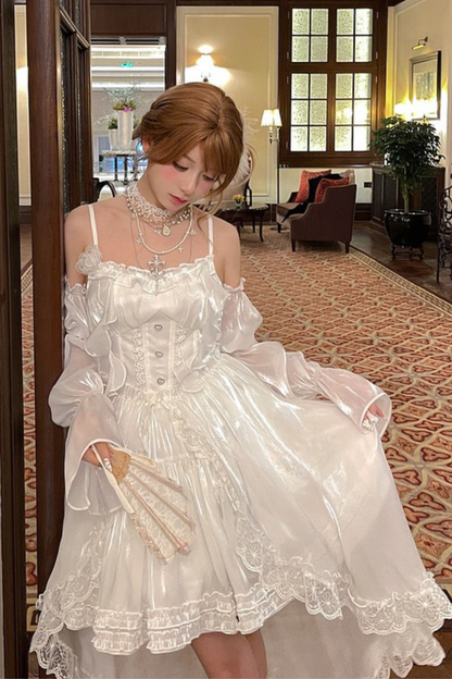 Heavy Shatindal Cami Sole Dress + Lace Asymmetrical Shawl