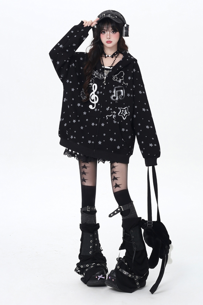 ノートジャンピングポルカドットフードパーカー