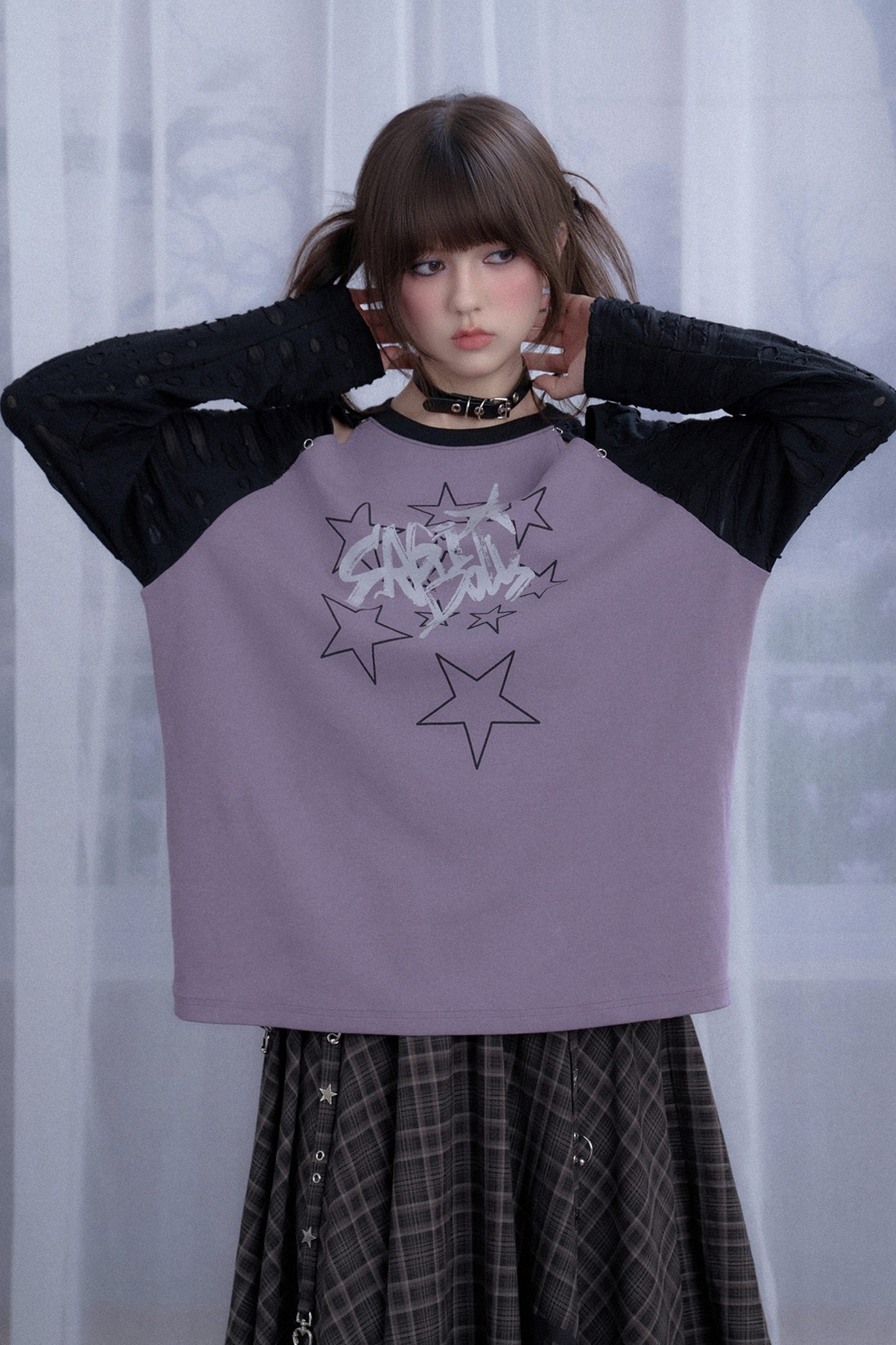 Night Star Raglan Sleeve Loose Top
