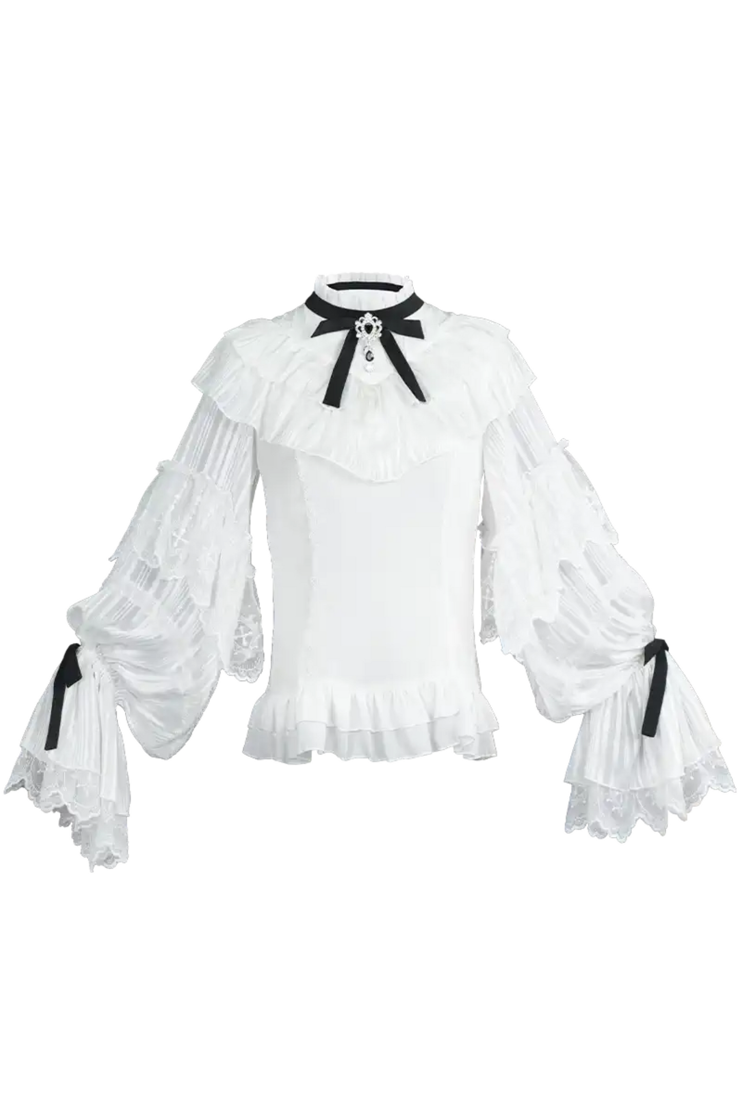 [Reservation product] Gothic lace ruffle ribbon shirt