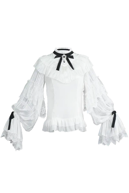 [Reservation product] Gothic lace ruffle ribbon shirt