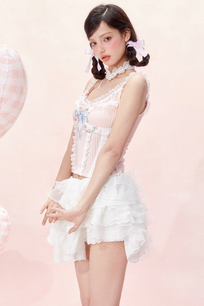 レーススイートリボンデザインコルセットトップス