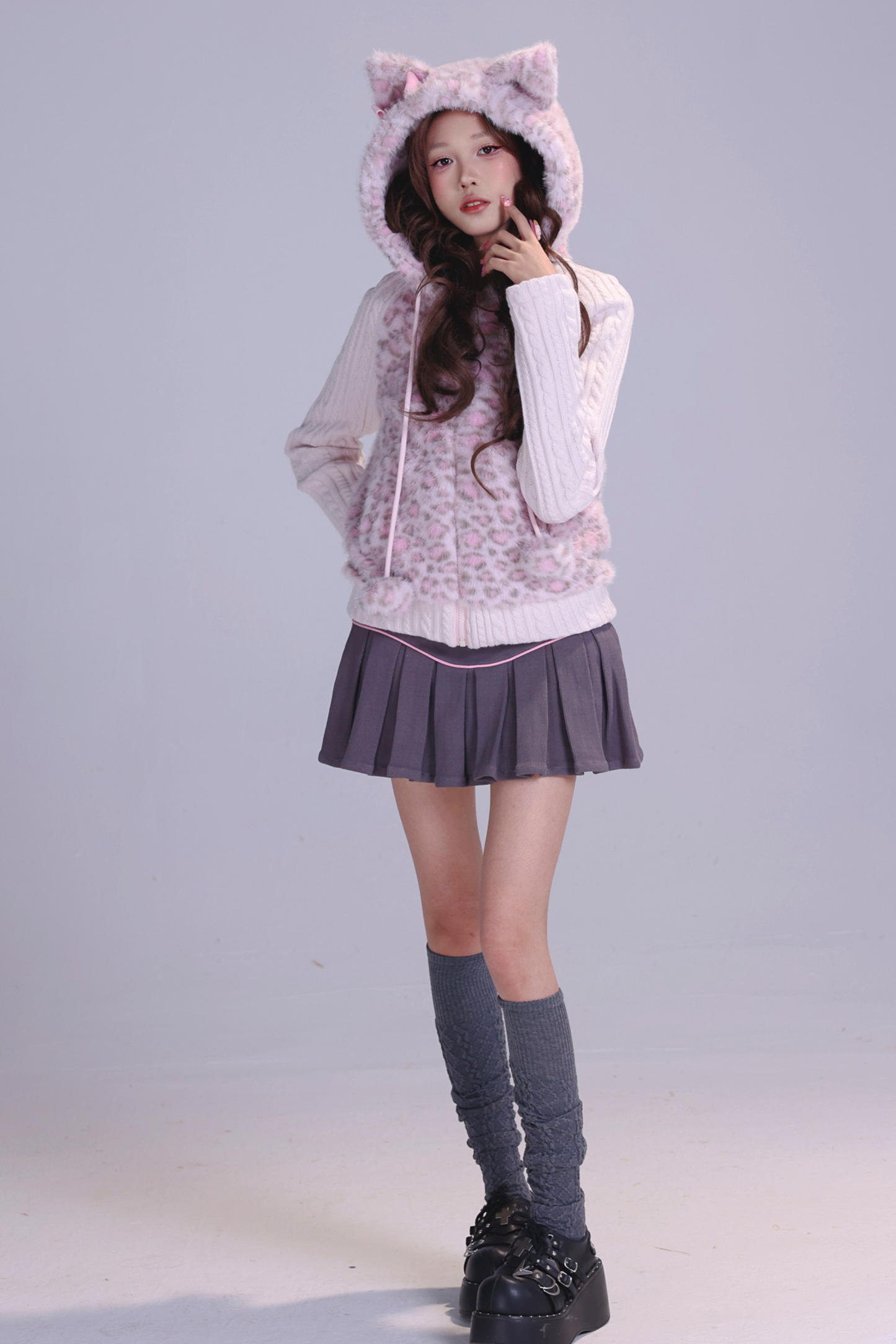 Y2Kレオパードキャットイヤージャケット